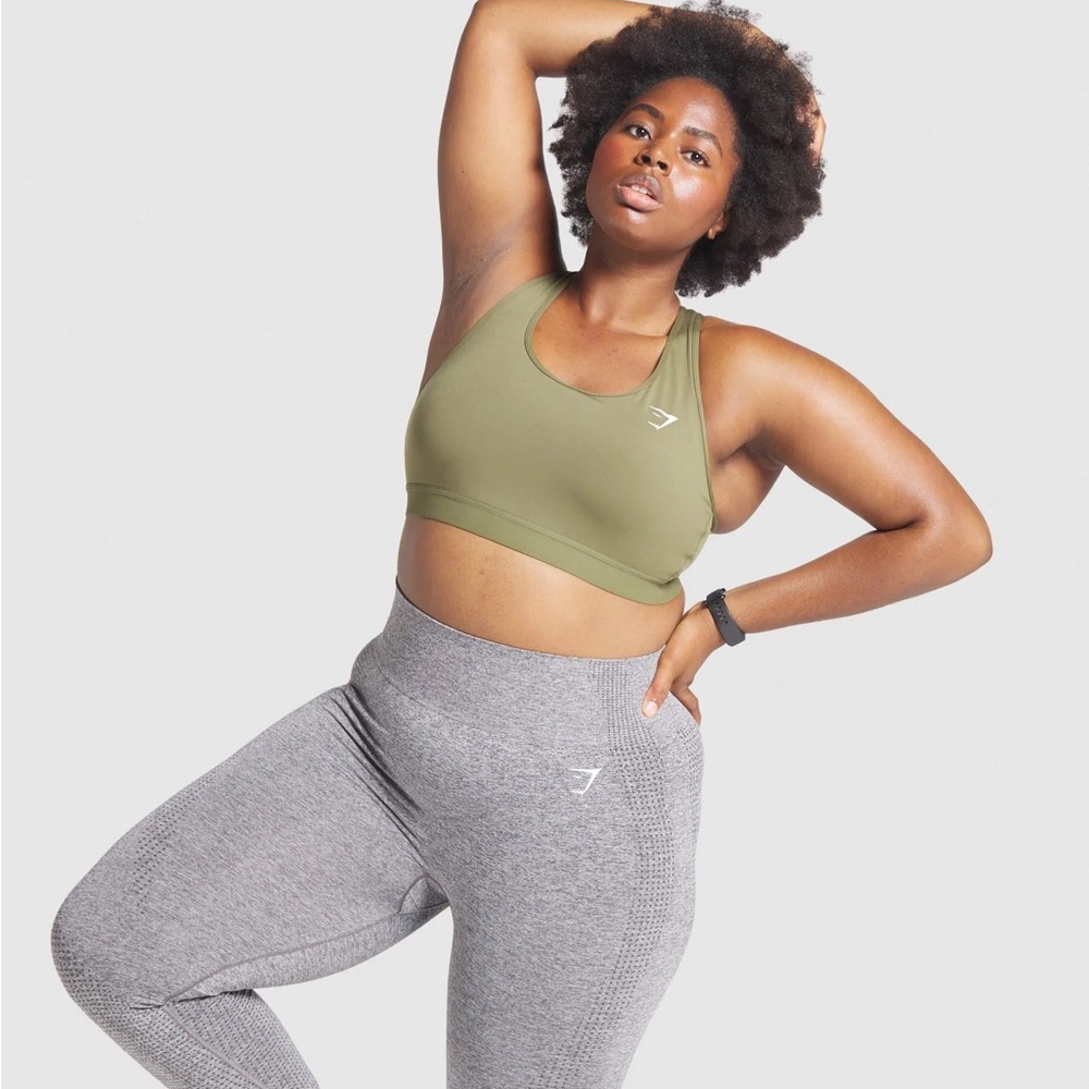 Gymshark Training Medium Support Sports Bra - Olive Green Mesh